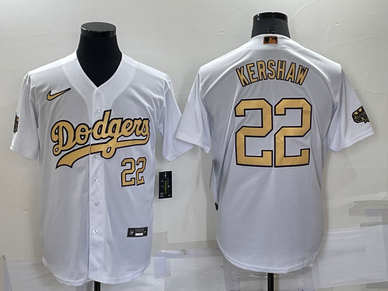 Men's Los Angeles Dodgers #22 Clayton Kershaw 2022 All-Star White Cool Base Stitched Baseball Jersey Men's Los Angeles Dodgers #22 Clayton Kershaw 2022 All-Star White Cool Base Stitched Baseball Jersey